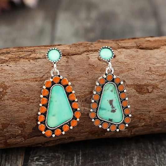 Bohemian Geometric Resin Dangle Earrings