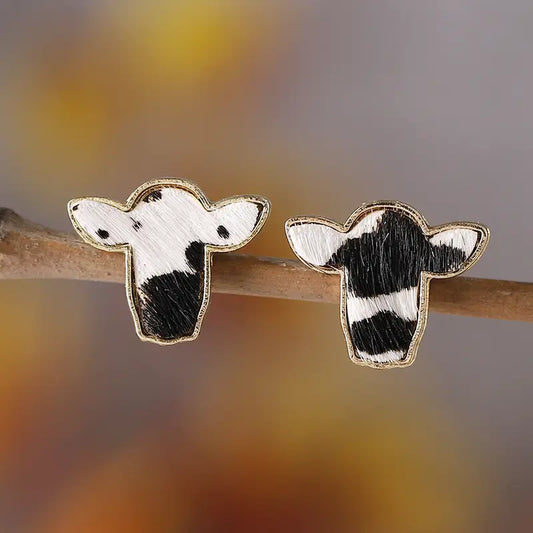 Asstd Cow Stud Earrings