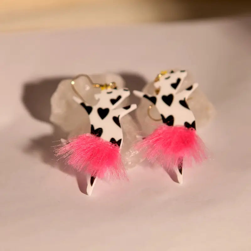 Tutu Cow Dangle Earrings