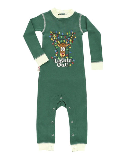Lazy One - Lights Out Green Reindeer Infant Union Suit