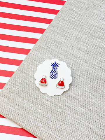 Santa Beanie Signature Enamel Stud Earrings