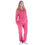 Women's Velour Track Suit (2-Piece Set)-Pink