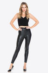 LOVEIT Full Size PU Leather Wide Waistband Leggings in Black
