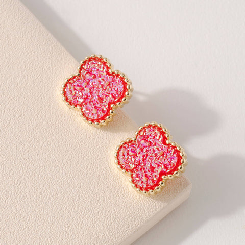 Clover Druzy Stud Earrings