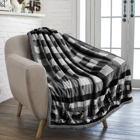 Christmas Cabin Sherpa Throw Blanket