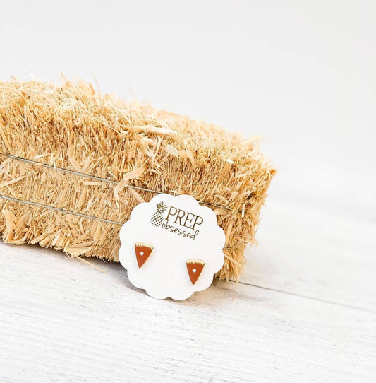 Pumpkin Pie Slice Enamel Stud Earrings