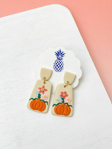 Clay Pumpkin Dangle Earrings