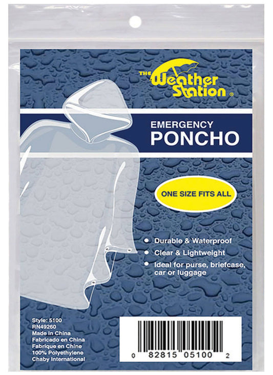 Adult Clear Emergency Poncho with Hood