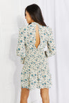 Petal Dew Meadowscape Floral Smocked Mock Neck Mini Dress