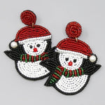 Christmas Penguin Seed Beaded Earrings
