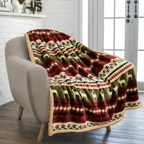 Christmas Cabin Sherpa Throw Blanket