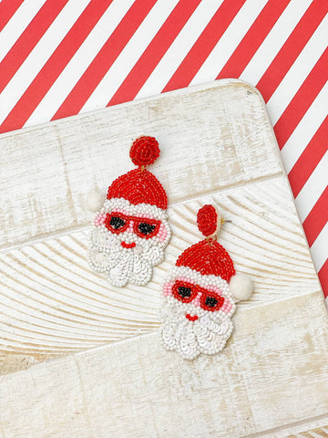 Santa in the Sun Beaded Dangle Earrings