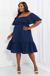 Davi & Dani Full Size Let's Laugh Smocked Bow-Look Back Dress