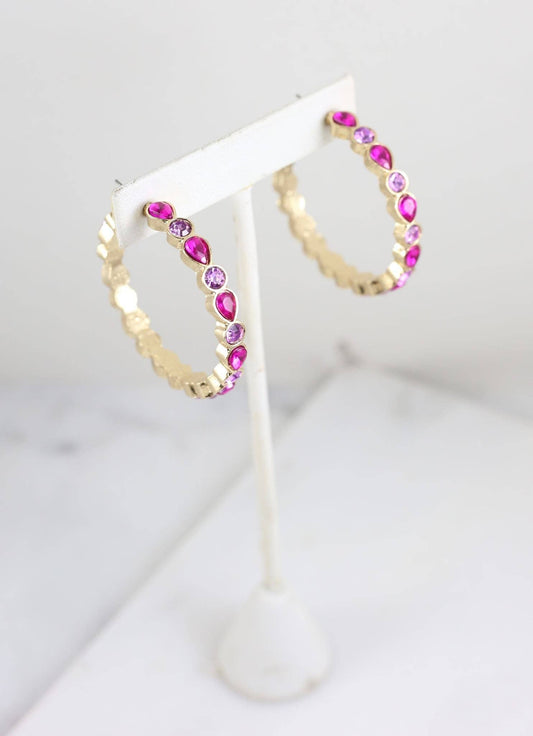 Brandywine Stone Hoop Earring FUCHSIA