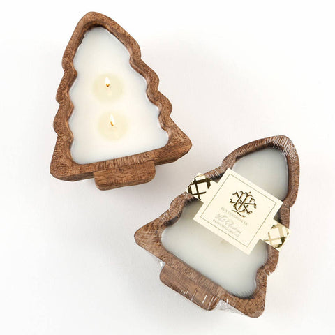WHITE CHRISTMAS CANDLE-TREE BOWL-SMALL