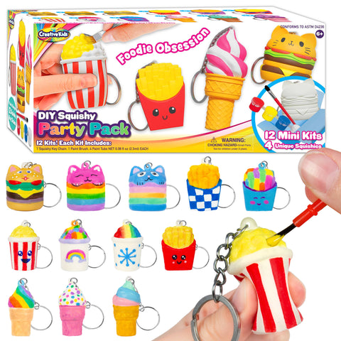 Creative Kids DIY Squishy Party Pack-12 Individual Keychain