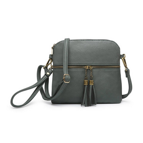 Tara 2 Tone Crossbody/Wristlet w/ Front Zip Pocket
