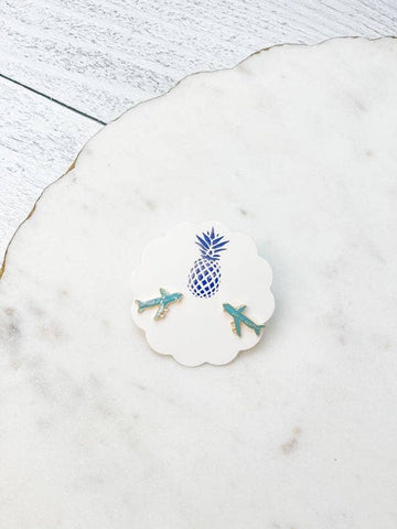 Airplane Enamel Stud Earrings