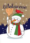 Welcome Snowman Burlap Garden Flag 12in by 18in