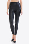 LOVEIT Full Size PU Leather Wide Waistband Leggings in Black