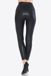 LOVEIT Full Size PU Leather Wide Waistband Leggings in Black