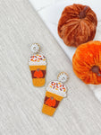 Pumpkin Spice Latte Beaded Dangle Earrings