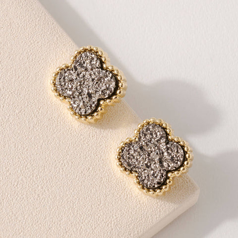 Clover Druzy Stud Earrings