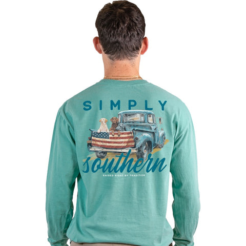 Simply Southern Long Sleeve Comfort Colors Dog Truck Seafoam T-Shirt