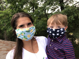 Moisture Wicking Mask - Navy and Red Floral