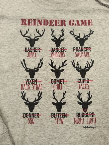 Keffalas Designs Reindeer Game (Grey) LS T-Shirt