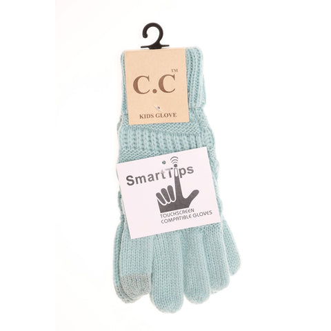 C.C. Beanie Kids Solid Cable Knit Gloves