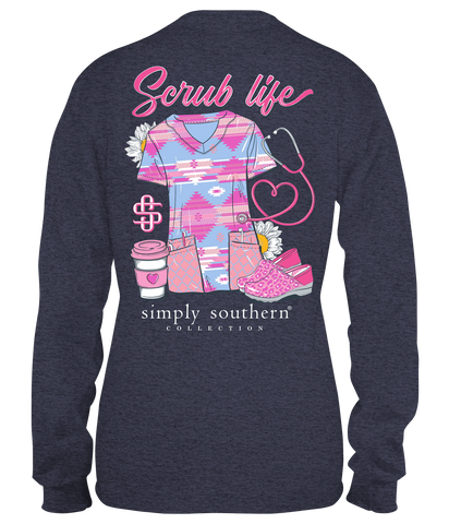 Simply Southern Long Sleeve T-Shirt- Scrubs Heather Denim