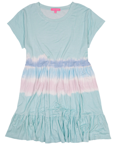 Simply Southern Tie Dye Ruffle Dress Blue