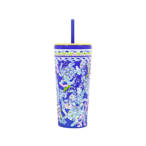 Lilly Pulitzer Tumbler with Straw, Turtle Villa