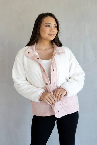 Two-Tone Sherpa Jacket Light Pink