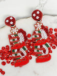 Christmas 'Mama' Beaded Dangle Earrings