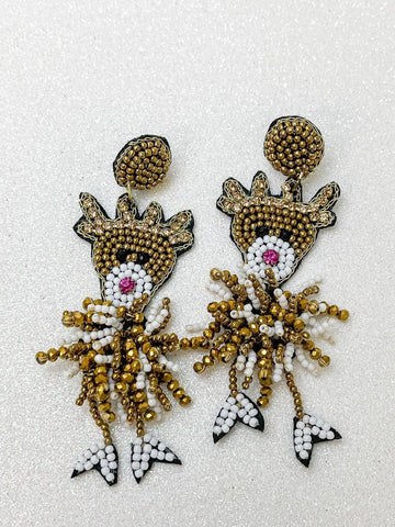 Rudolph Beaded Dangle Earrings