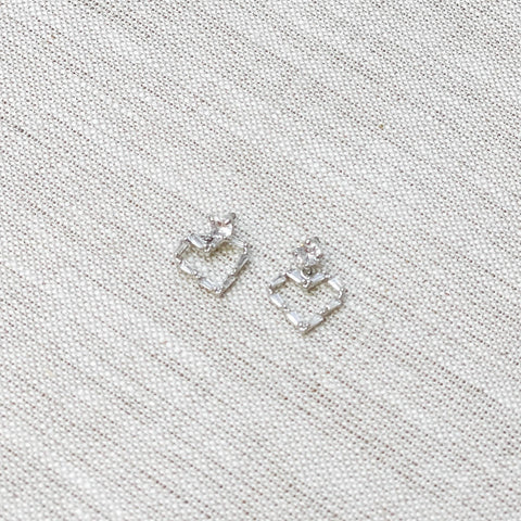 Cubic Zirconia Baguette Heart Dangle Earrings
