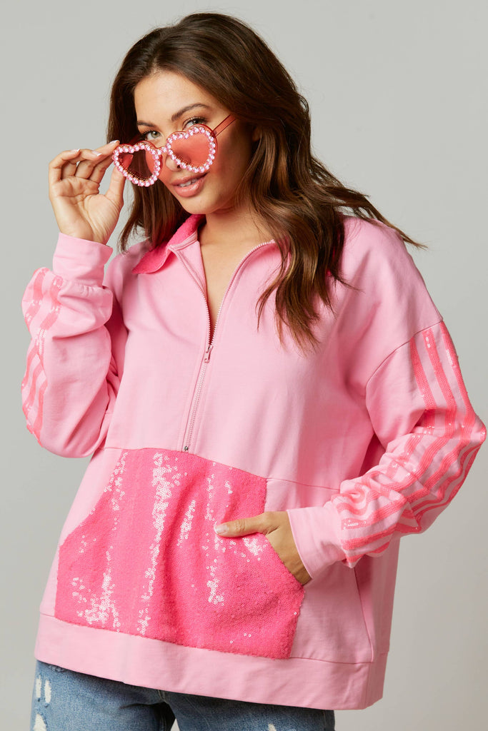 Pink sequin online sweatshirt