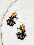 Acrylic Haunted House Dangle Earrings