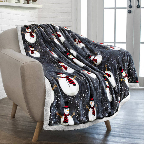 Christmas Cabin Sherpa Throw Blanket