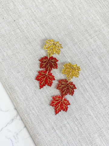 Acrylic Fall Leaves Dangle Earrings