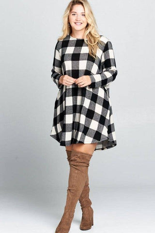 Plaid Swing Dress-B/W