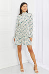 Petal Dew Meadowscape Floral Smocked Mock Neck Mini Dress