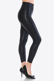LOVEIT Full Size PU Leather Wide Waistband Leggings in Black