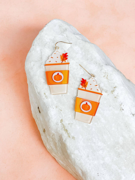 Acrylic Pumpkin Spice Dangle Earrings