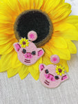 Sunflower Piggy Beaded Dangle Earrings