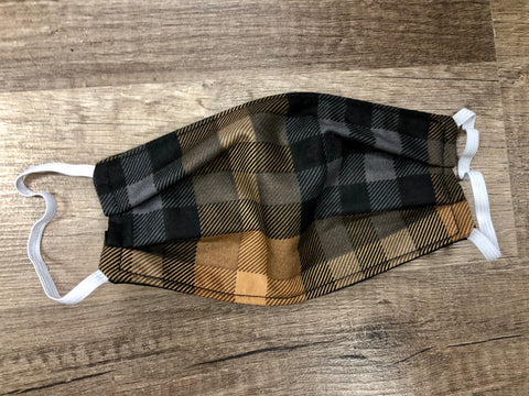 Brown & Black Plaid Mask