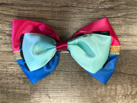 Pink,blue, and turquoise bow