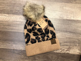 Leopard Print Pom C.C. Beanie